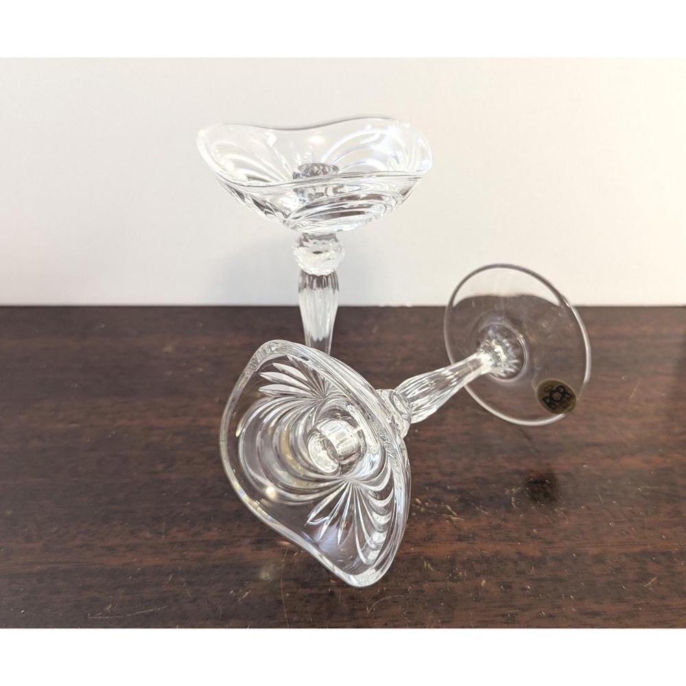 Vintage RCR Italy Lead Crystal Candlestick Holders Set of 2 Swirl Decor